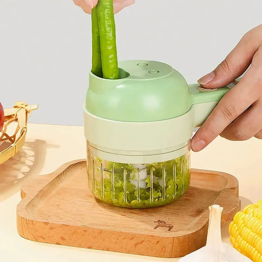 Rechargeable 4 In 1 Electric Vegetable Cutter With Multi-Function Slicer