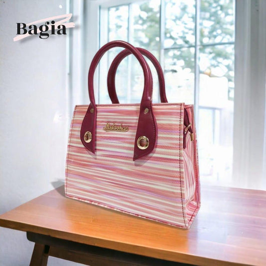 Women's patent printed top hand bag